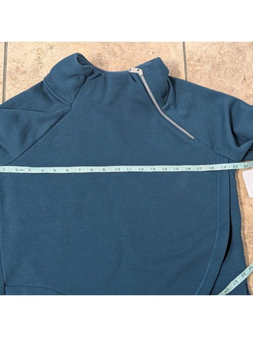 ATHLETA Sweatshirt Teal Cozy Karma Asym Pullover Long Sleeve Women's Size M - Picture 9 of 10